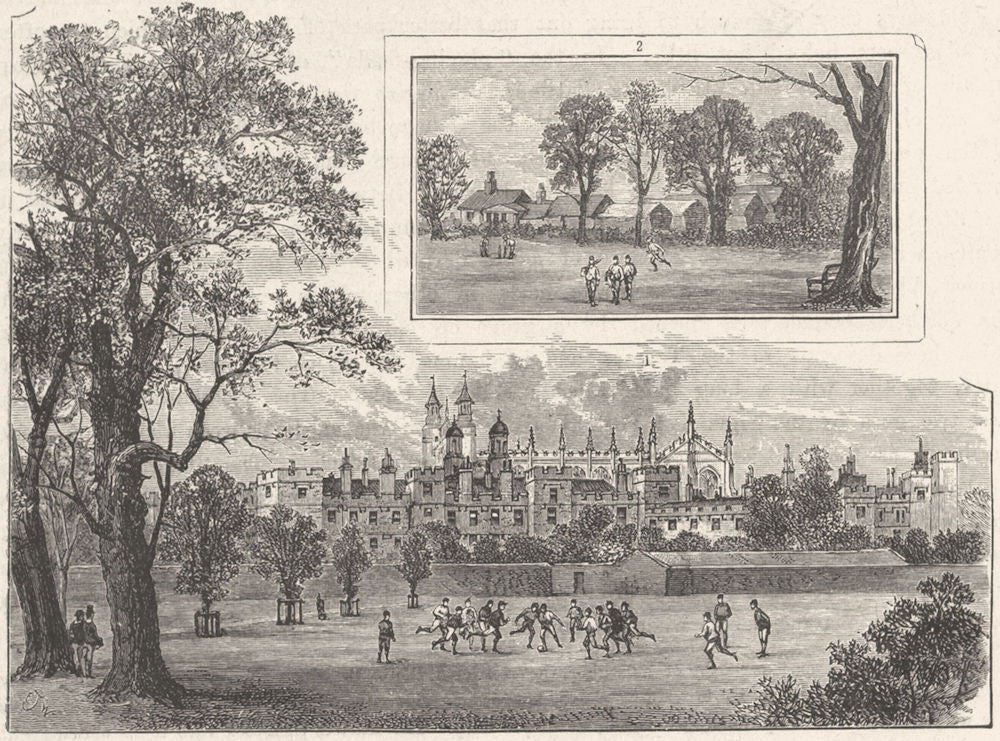 ETON. College, Playing Fields; Cricket-ground 1898 old antique print picture